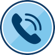 A blue phone with an incoming call icon.